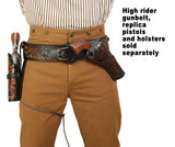 (.44/.45 cal) High-Rider Western Cartridge Belt - Two-Tone Brown Tooled Leather