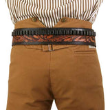 (.38/.357 cal) High-Rider Western Cartridge Belt - Two-Tone Brown Tooled Leather