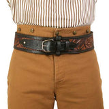 (.22 cal) High-Rider Western Cartridge Belt - Two-Tone Brown Tooled Leather