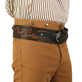 (.22 cal) High-Rider Western Cartridge Belt - Two-Tone Brown Tooled Leather