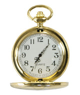 Gold Plated Quartz Pocket Watch with Chain