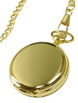 Gold Plated Quartz Pocket Watch with Chain