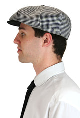 Linen Applejack Cap - Black Houndstooth