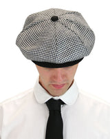 Linen Applejack Cap - Black Houndstooth