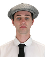 Linen Applejack Cap - Black Herringbone