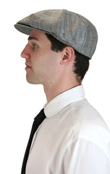 Linen Applejack Cap - Black Herringbone