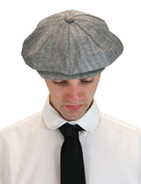 Linen Applejack Cap - Black Herringbone