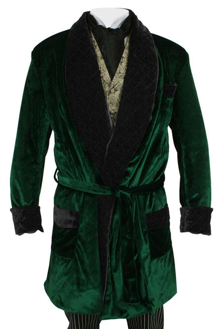 Vintage Smoking Robe - Green Velvet