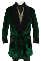 Vintage Smoking Robe - Green Velvet