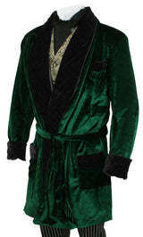 Vintage Smoking Robe - Green Velvet