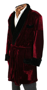Vintage Smoking Robe - Burgundy Velvet
