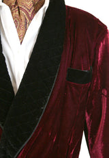 Vintage Smoking Robe - Burgundy Velvet