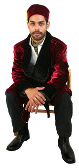 Vintage Smoking Robe - Burgundy Velvet