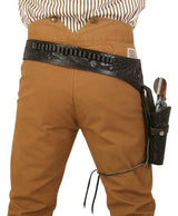 (.38/.357 cal) Western Gun Belt and Holster - RH Draw - Walnut Tooled Leather