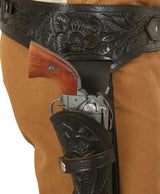 (.38/.357 cal) Western Gun Belt and Holster - RH Draw - Walnut Tooled Leather