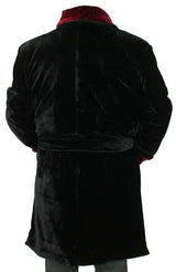 Vintage Smoking Robe - Black with Burgundy Velvet