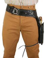Western Gun Belt & Holster (.38/.357 cal) - Long Barrel - Black Tooled