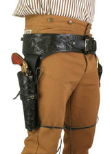 Western Gun Belt & Holster (.44/.45 cal) - Black Tooled