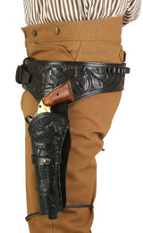Western Gun Belt & Holster (.44/.45 cal) - Black Tooled
