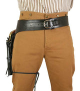 (.38/.357 cal) Western Gun Belt and Holster - RH Draw (Long Barrel) - Plain Black Leather