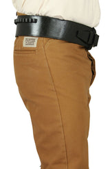 (.38/.357 cal) Western Gun Belt and Holster - LH Draw (Long Barrel) - Plain Black Leather