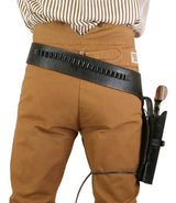 (.38/.357 cal) Western Gun Belt and Holster - RH Draw (Long Barrel) - Plain Brown Leather