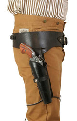 (.44/.45 cal) Western Gun Belt and Holster - Double - Plain Brown Leather