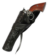 Western Holster - LH Cross-Draw (Long Barrel) - Black Tooled Leather