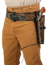 Western Holster - LH Draw (Long Barrel) - Two-Tone Brown Tooled Leather