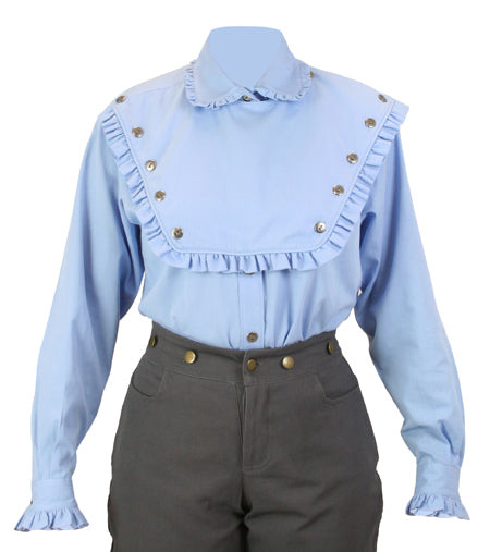 Josie Bib Blouse - Blue – Historical Emporium