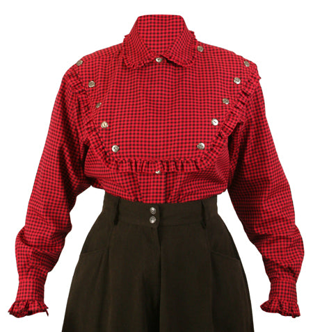 Josie Bib Blouse - Red Check