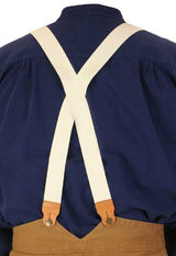 1860s Cotton X-Back Suspenders - Thin Weave Natural (Long)