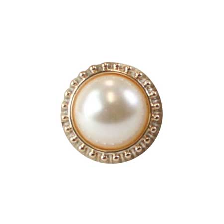 Gold Fluted Tie Tack - Pearl