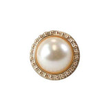 Gold Fluted Tie Tack - Pearl