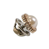 Gold Fluted Tie Tack - Pearl