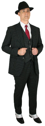 Bullock Three-Piece Striped Suit - Black