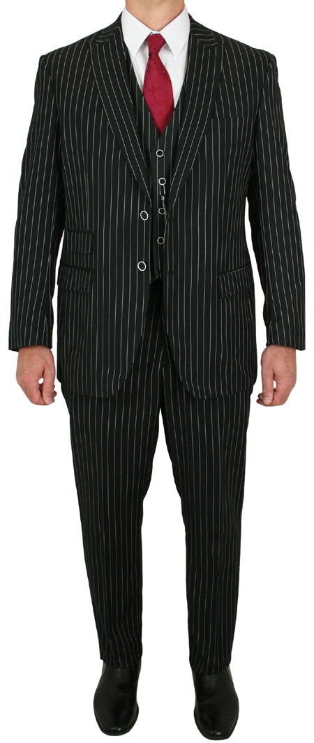 Bullock Three-Piece Striped Suit - Black