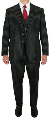 Bullock Three-Piece Striped Suit - Black