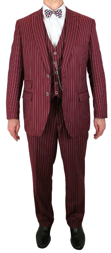 Bullock Striped Suit - Burgundy