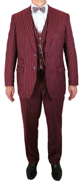 Bullock Striped Suit - Burgundy