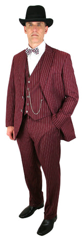 Bullock Striped Suit - Burgundy