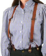 Ladies Suspenders - Brown Leather