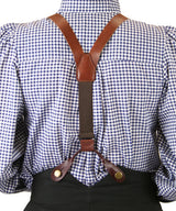 Ladies Suspenders - Brown Leather