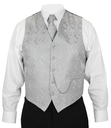 Fontaine Vest and Tie Set - Silver