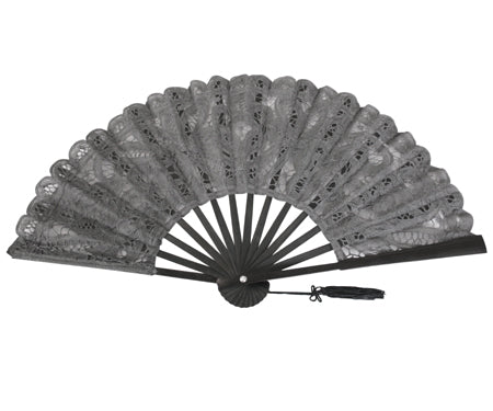 Battenberg Lace Fan - Gray