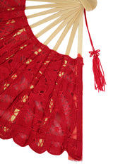 Battenberg Lace Fan - Red