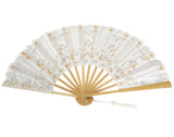 Embroidered Battenberg Lace Fan - White