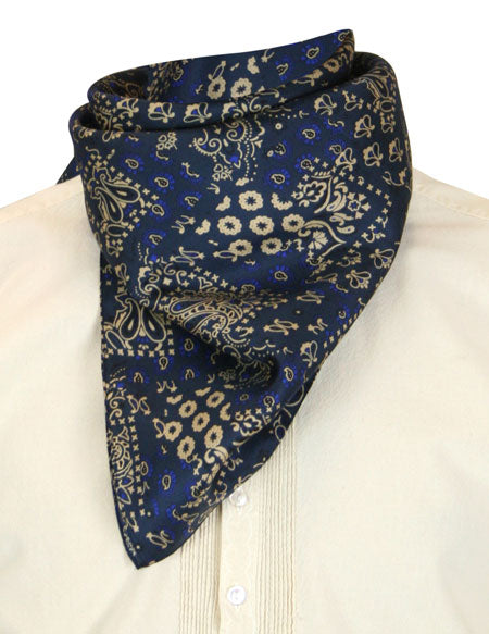 Premium Silk Paisley Neckerchief - Navy