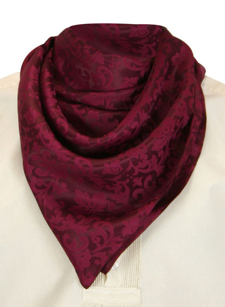 Premium Silk Blend Neckerchief - Burgundy Jacquard