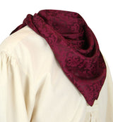 Premium Silk Blend Neckerchief - Burgundy Jacquard